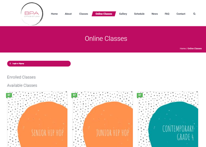 BPA Dance Website Screenshot